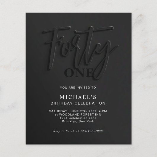 BUDGET Zwart Script Veertig 40ste volwassene verja (Voorkant)