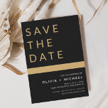Budget zwart Sparen de Datum Elegant Gold Flyer<br><div class="desc">Budget Wedding Elegant Black en Gold Save the Date Cards. Sparen de kaarten van de Datum bevatten een moderne hand geschreven kromme manuscripttypografie die elegant,  eenvoudig en modern zijn om na u minimalistische eenvoudige trouwdag te gebruiken viering.</div>
