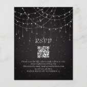 Budget Zwart String Lights QR Code Bruiloft Uitnod (Achterkant)