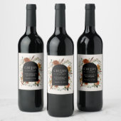 Budget zwart, Terracotta floral bruiloft cadeau Wijn Etiket (Flessen)