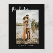 Budget Zwart Trouwfoto Dank u kaart (Voorkant)