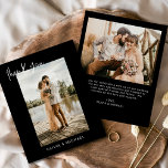 Budget Zwart Trouwfoto Dank u kaart<br><div class="desc">Verhoog uw dankbaarheid met onze elegante bedankkaarten met modern script en uw favoriete trouwfoto. Deze kaarten bieden een stijlvol en minimalistisch ontwerp dat perfect past bij elke bruiloft esthetiek. Personaliseer hen met een oprechte boodschap van waardering om uw bedankt over te brengen aan vrienden en familie voor hun liefde en...</div>