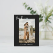 Budget Zwart Trouwfoto Dank u kaart (Staand voorkant)