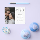 Budget zwart & Whi Calligrafie Foto slaat de datum Flyer (Enkel)