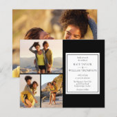 Budget zwart-wit 4 foto's trouwuitnodiging (Voorkant / Achterkant)