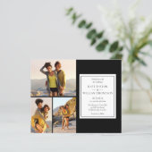 Budget zwart-wit 4 foto's trouwuitnodiging (Staand voorkant)