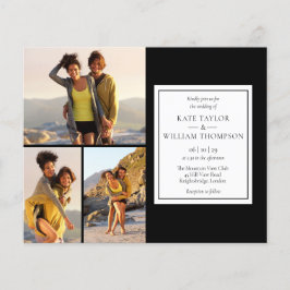 Budget zwart-wit 4 foto's trouwuitnodiging