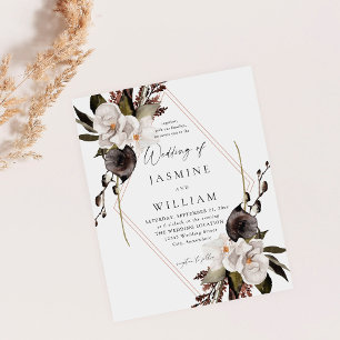 Budget zwart-wit bloem bruiloft flyer