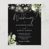 Budget Zwart-wit Bloemen Foto Bruiloft Uitnodigen (Voorkant)