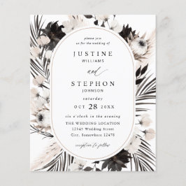 Budget zwart-wit boho tropische trouwdag  flyer