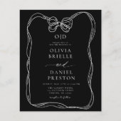 Budget Zwart & Wit Bow Elegante Uitnodiging Flyer (Voorkant)
