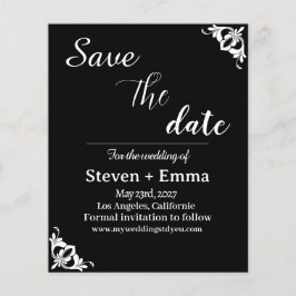 Budget Zwart-wit Bruiloft Save the Date Flyer