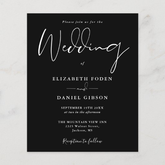 Budget zwart-wit bruiloft uitnodiging (Voorkant)
