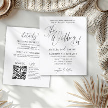 Budget Zwart-Wit Calligrafie QR Code Trouwen