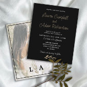 Budget Zwart & Wit Classy Bruiloft Uitnodiging