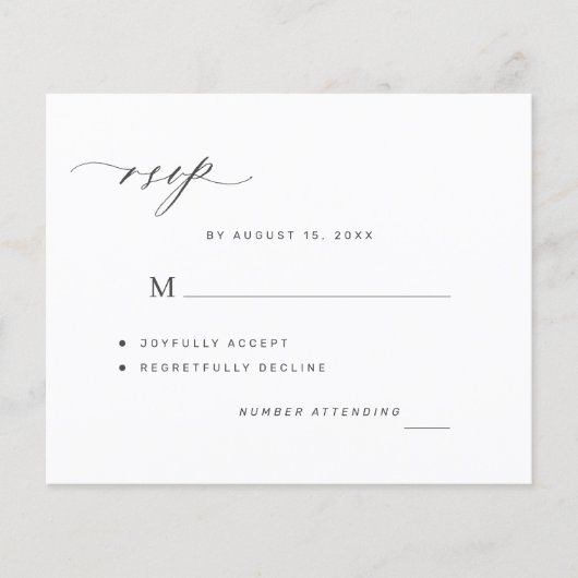 Budget zwart-wit, eenvoudig bruiloft RSVP Flyer (Voorkant)