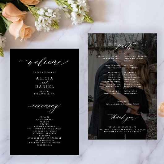 Budget zwart-wit elegant foto-huwelijksprogramma