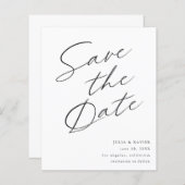 Budget Zwart & Wit Elegant Save the Date V4 (Voorkant / Achterkant)