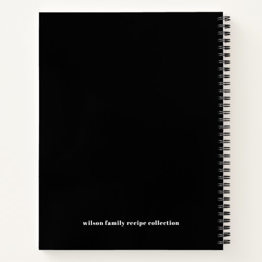 Budget Zwart Wit Familie Naam Typografie Recept Notitieboek (Achterkant)