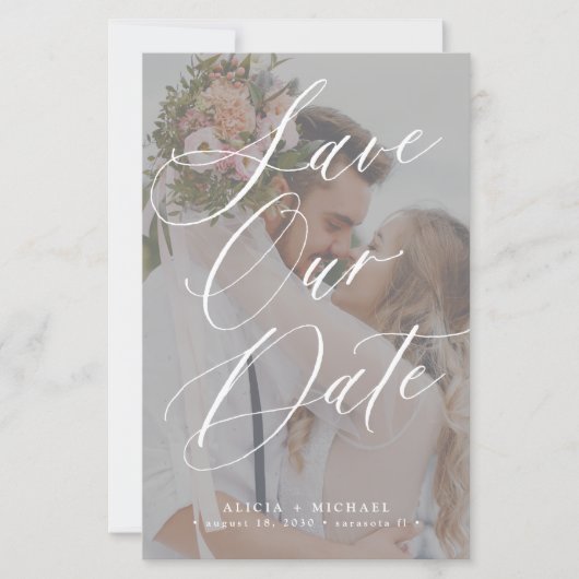 Budget zwart-wit foto bruiloft opslaan van de datu (Voorkant)