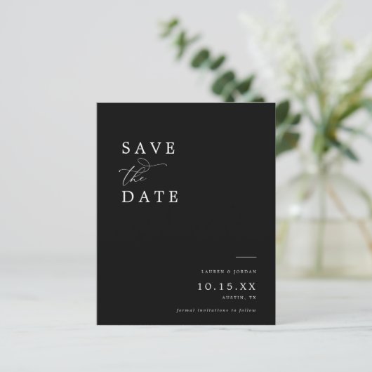 Budget Zwart & Wit Foto Bruiloft Save The Date (Staand voorkant)