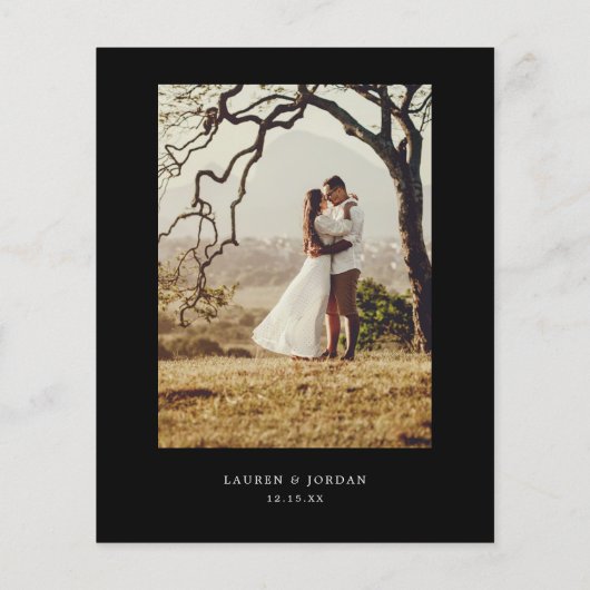 Budget Zwart & Wit Foto Bruiloft Save The Date (Achterkant)