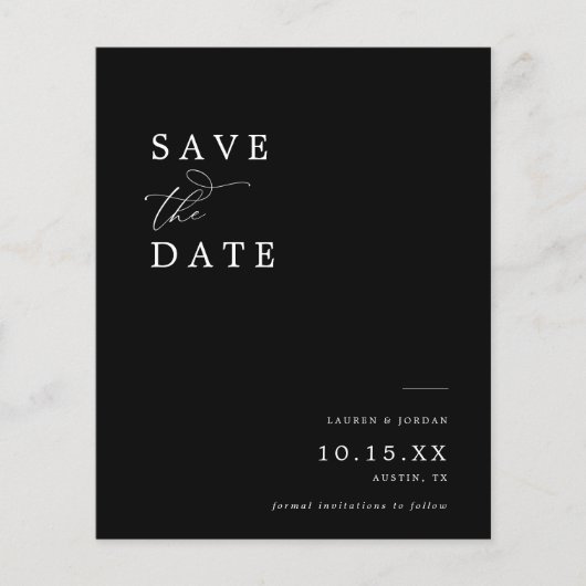 Budget Zwart & Wit Foto Bruiloft Save The Date (Voorkant)