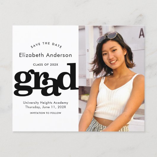 Budget Zwart Wit Foto Opslaan Datum Afstuderen Uit (Voorkant)