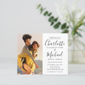 Budget zwart-wit foto's trouwkaart (Staand voorkant)