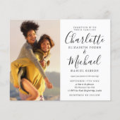 Budget zwart-wit foto's trouwkaart (Voorkant)