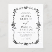 Budget Zwart Wit Frans Elegant QR Code Bruiloft (Voorkant)