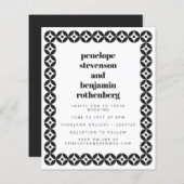 Budget zwart wit geometrische bruiloft uitnodiging (Voorkant / Achterkant)