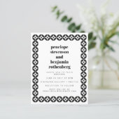 Budget zwart wit geometrische bruiloft uitnodiging (Staand voorkant)