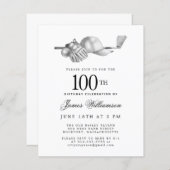 Budget Zwart Wit Golf 100e Verjaardag uitnodiging (Voorkant / Achterkant)