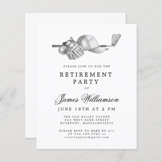 BUDGET Zwart Wit Golf Retirement Party (Voorkant / Achterkant)