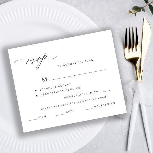 Budget zwart-wit menu keuze trouw-rsvp