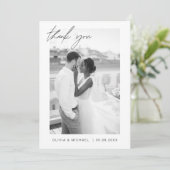 Budget Zwart Wit Minimalistische bruiloft Bedankt Kaart (Staand voorkant)