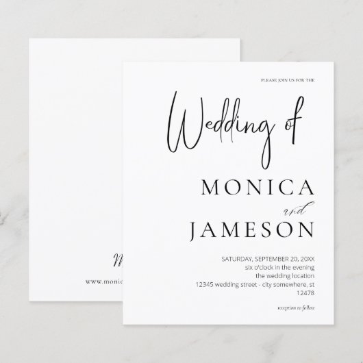 Budget zwart-wit modern huwelijk 3 (Voorkant / Achterkant)