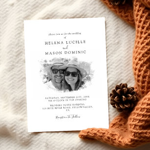 Budget zwart-wit moderne foto bruiloft kaart