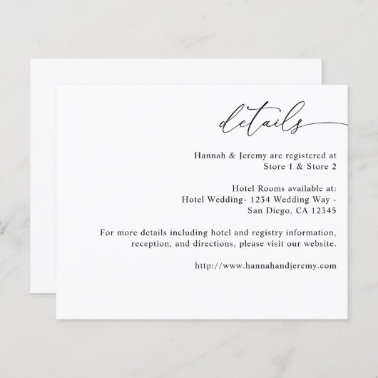 Budget zwart-wit moderne kalligrafie 3 - Gegevens (Voorkant / Achterkant)