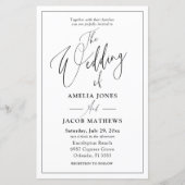 Budget Zwart & Wit QR Code Huwelijksuitnodiging (Voorkant)