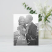 Budget zwart wit script foto bruiloft dank u (Staand voorkant)