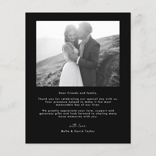 Budget zwart wit script foto bruiloft dank u (Achterkant)