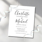 Budget zwart-wit script huwelijksuitnodiging