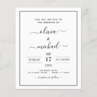 Budget Zwart Wit Trouwfeest Moderne Typografie Fly