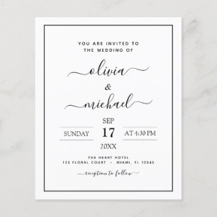 Budget Zwart Wit Trouwfeest Moderne Typografie Fly Flyer