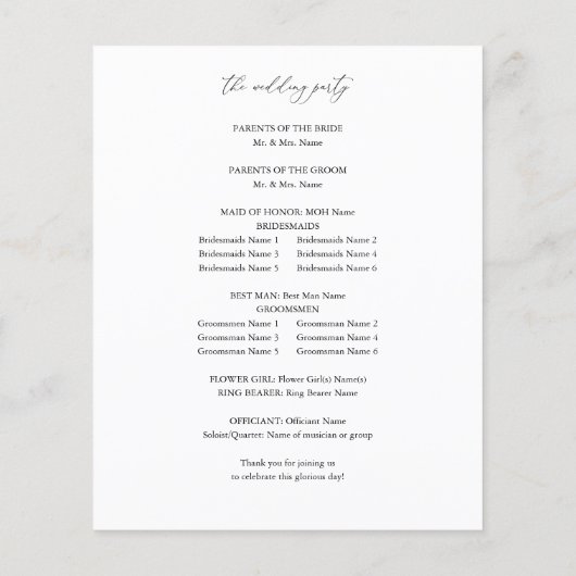 Budget Zwart & Wit Vloer Huwelijksceremonie Progra (Achterkant)