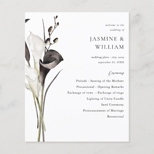 Budget Zwart & Wit Vloer Huwelijksceremonie Progra (Voorkant)