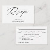 Budget zwart-witkalligrafie 2SM Meal RSVP Informatiekaartje (Voorkant / Achterkant)