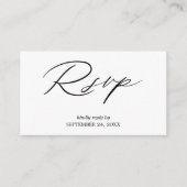 Budget zwart-witkalligrafie 2SM Meal RSVP Informatiekaartje (Voorkant)